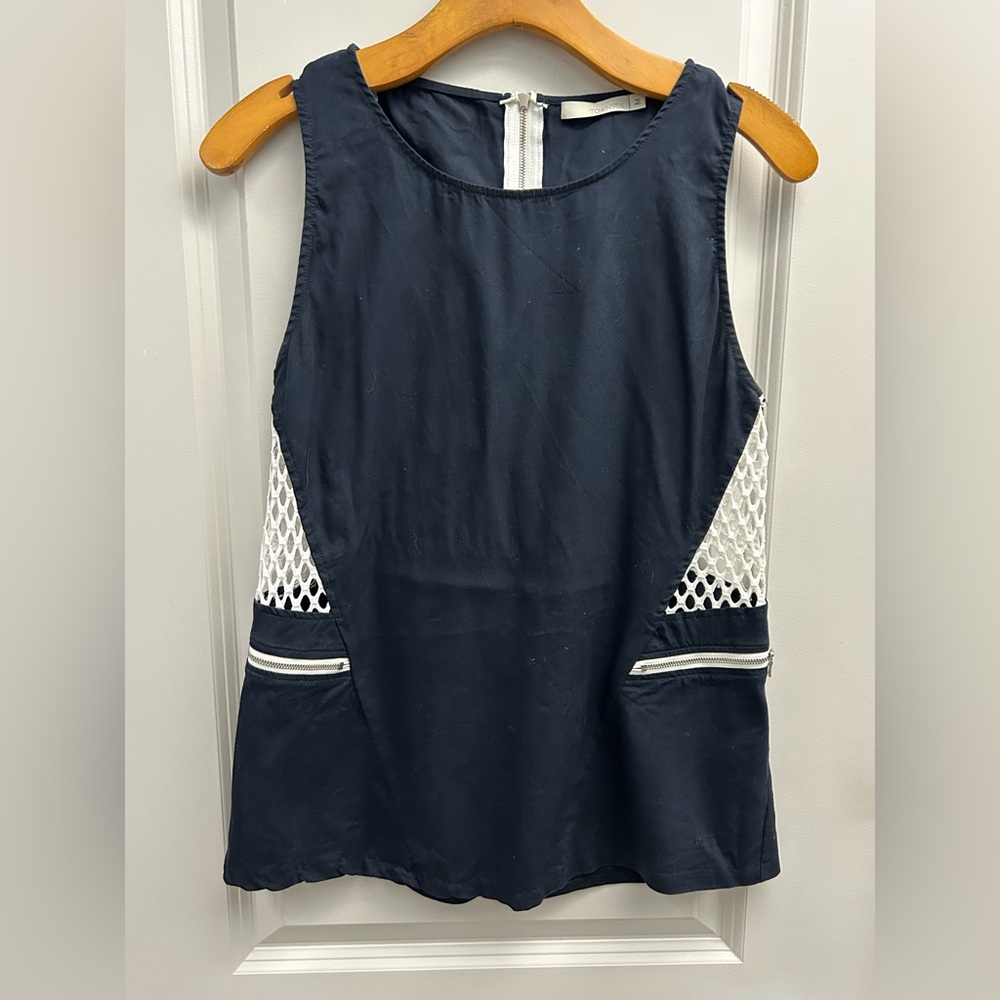 TOWNSEN Navy Tank Top with White Mesh Accents